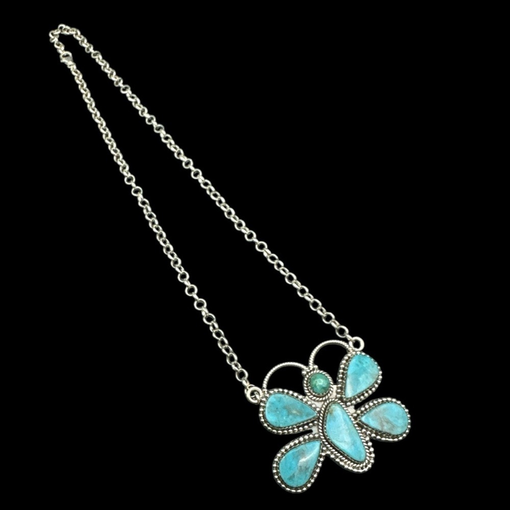 Artisan Silver and Turquoise Butterfly Necklace